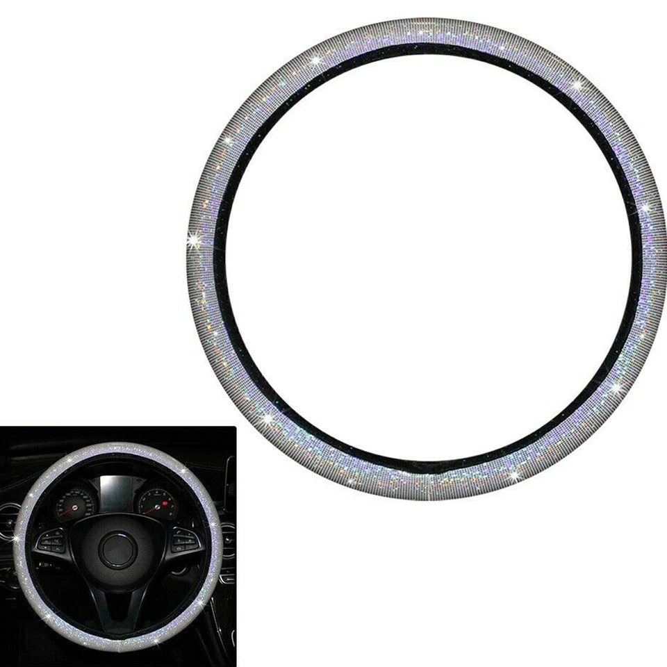 1 pieza Cubierta Volante Coche Brillo Brillante Transpirable Antideslizante Protector Decoración Foto 2 de 4