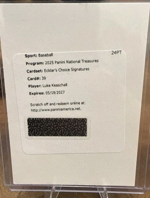 2025 Panini National Treasures LUKE KEASCHALL Ecklar's Choice Signatures Redeem