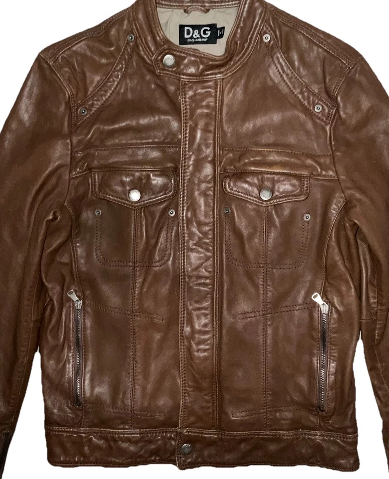 Dolce Gabbana Men’s Agnello-Lamb Leather Jacket RB0009/SE008 Size 50 (M) Brown - Image 3 of 4