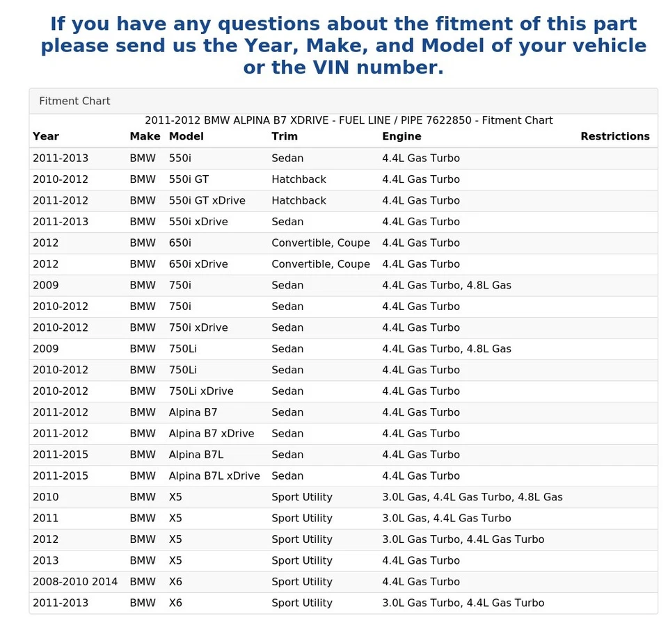 BMW ALPINA B7 XDRIVE 2011-2012 - línea de combustible/tubo 7622850 Foto 4 de 4