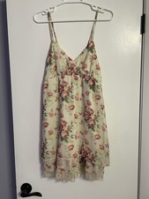 Vintage Wet Seal Floral Lace Overlay Country Bumpkin Dress Adjust Straps Sz L