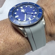 22mm GRAY Caoutchouc rubber Strap TUDOR Pelagos Watch FKM PLEASE READ DETAILS