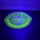 Anchor Hocking Cameo Ballerina Green Oval Platter Depression Glass Glows Uranium