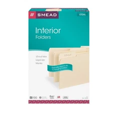 Smead 15230 Manila Interior File Folders - Legal - 8.50" X 14" - 0.75" Expansion