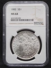 1882 S Morgan Silver Dollar - NGC MS 64