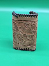 Vintage Hand Tooled Leather Keychain Holder /...