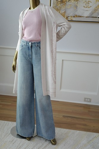 NEW Hermès Brides de Gala en Fleurs Long Cardigan twillaine Rose Pâle Size 34 - Picture 3 of 24