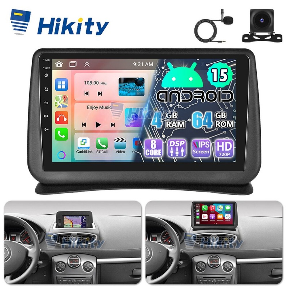 Autoradio 9" 8Core 4+64GB CarPlay Android15 per Renault Clio 3 GPS Navi WiFi RDS