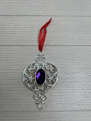 Lenox Bejeweled Silver Plate   Spire   Ornament With Box Purple Gem 5 