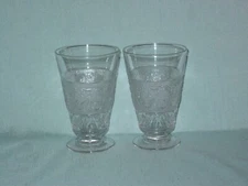 Vintage Duncan Miller Clear Sandwich Ice Tea Footed Tumbler Lot of 2