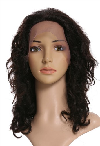 Perruque pour Femme Véritables Long Brun Foncé Nature Lace-Front Ondulés Bouclée - Photo 7/7