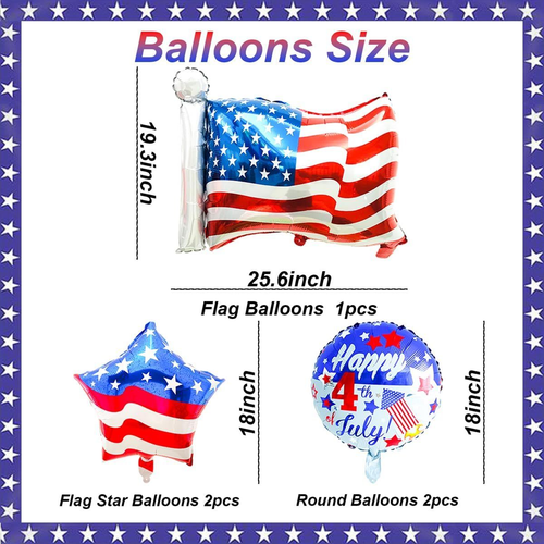 4th of July Balloons - 16 Inch 4th of July Banner Balloons - American Flag Ballo - Picture 7 of 7