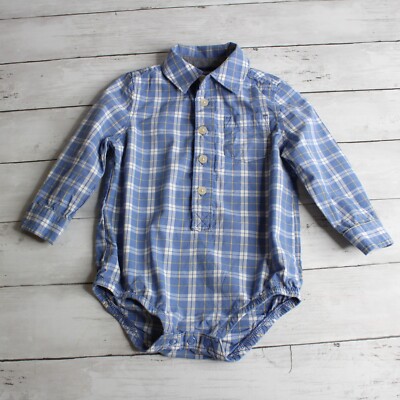 Oshkosh Baby Boy's Button Down Dress Shirt Size 18 Months Blue