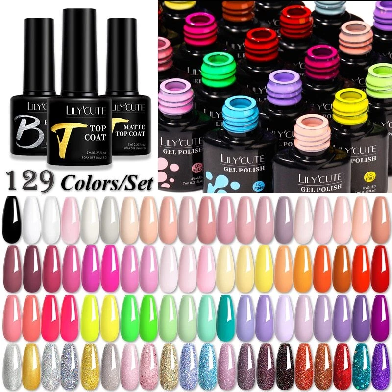 129 Colors Nail Gel Polish Set Glitter Semi Permanent Hybrid Gel Varnish Base
Opens in a new window 