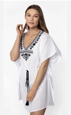 Ruby Ribbon Sleeveless Embroidery Cotton Top White Size XSS