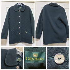 Giesswein Jacket Womens 34 Green Wool Quilted Coat Country Blazer Trachten Cozy