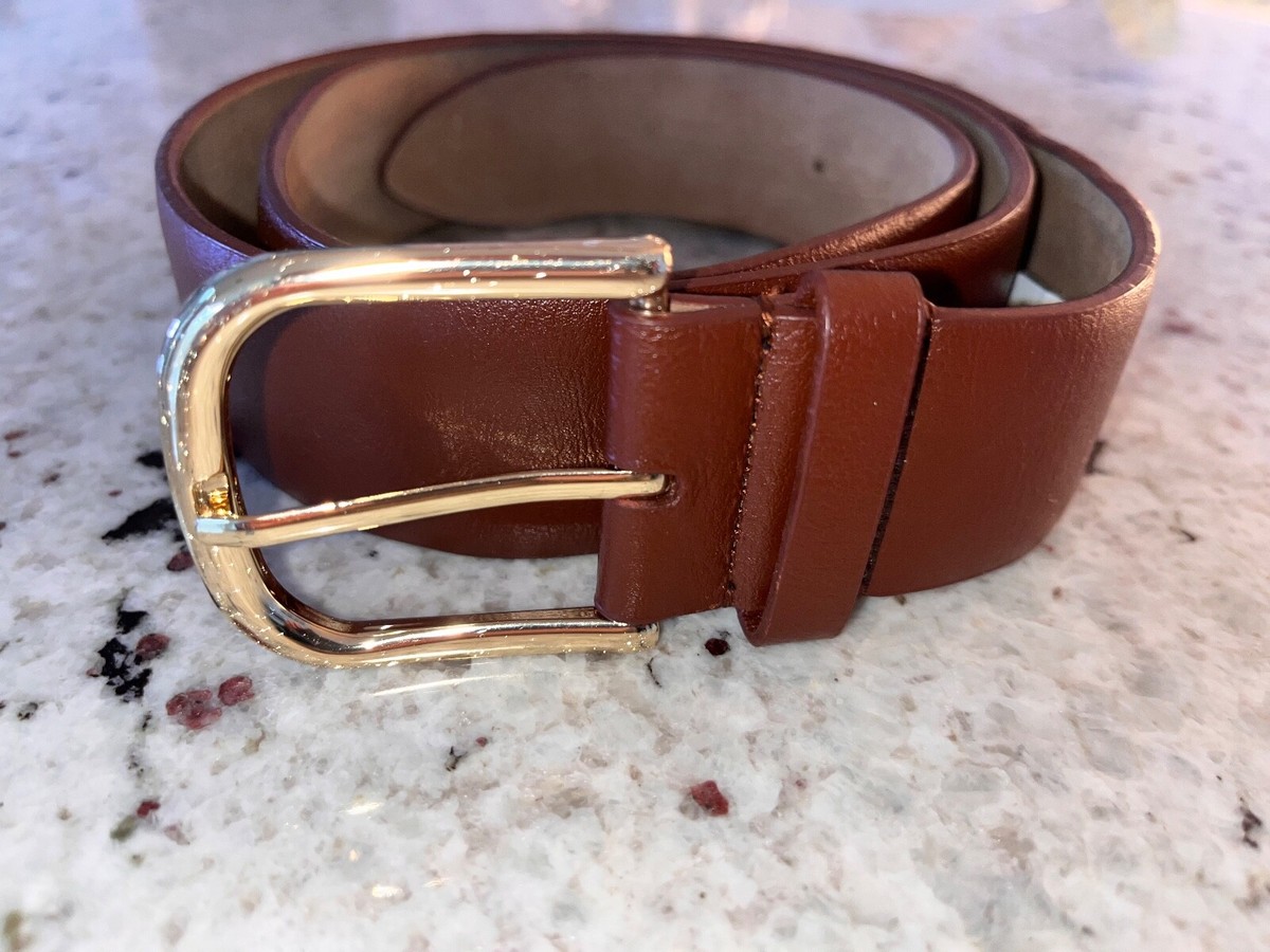 Gold-Tone Buckle Tan Leather Belt Biagio Croc Embossed DARK BROWN Men main image 4