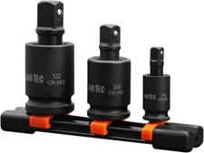 Impact Universal Joint-Socket Swivel Set, 3 piece, 1/2", 3/8", 1/4"Inch Drive Sw