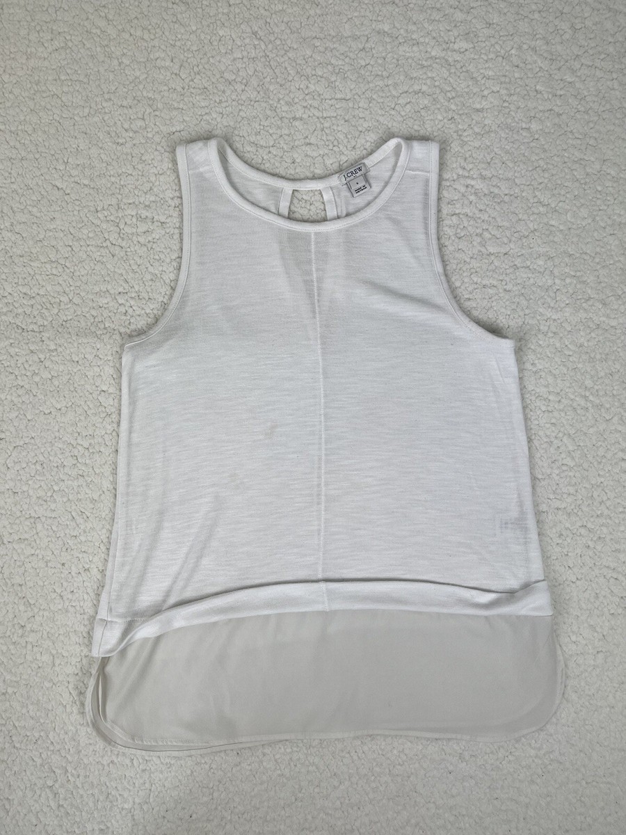 Vintage Adult Womens Size Small Tank Top Shirt White Cotton Open Back