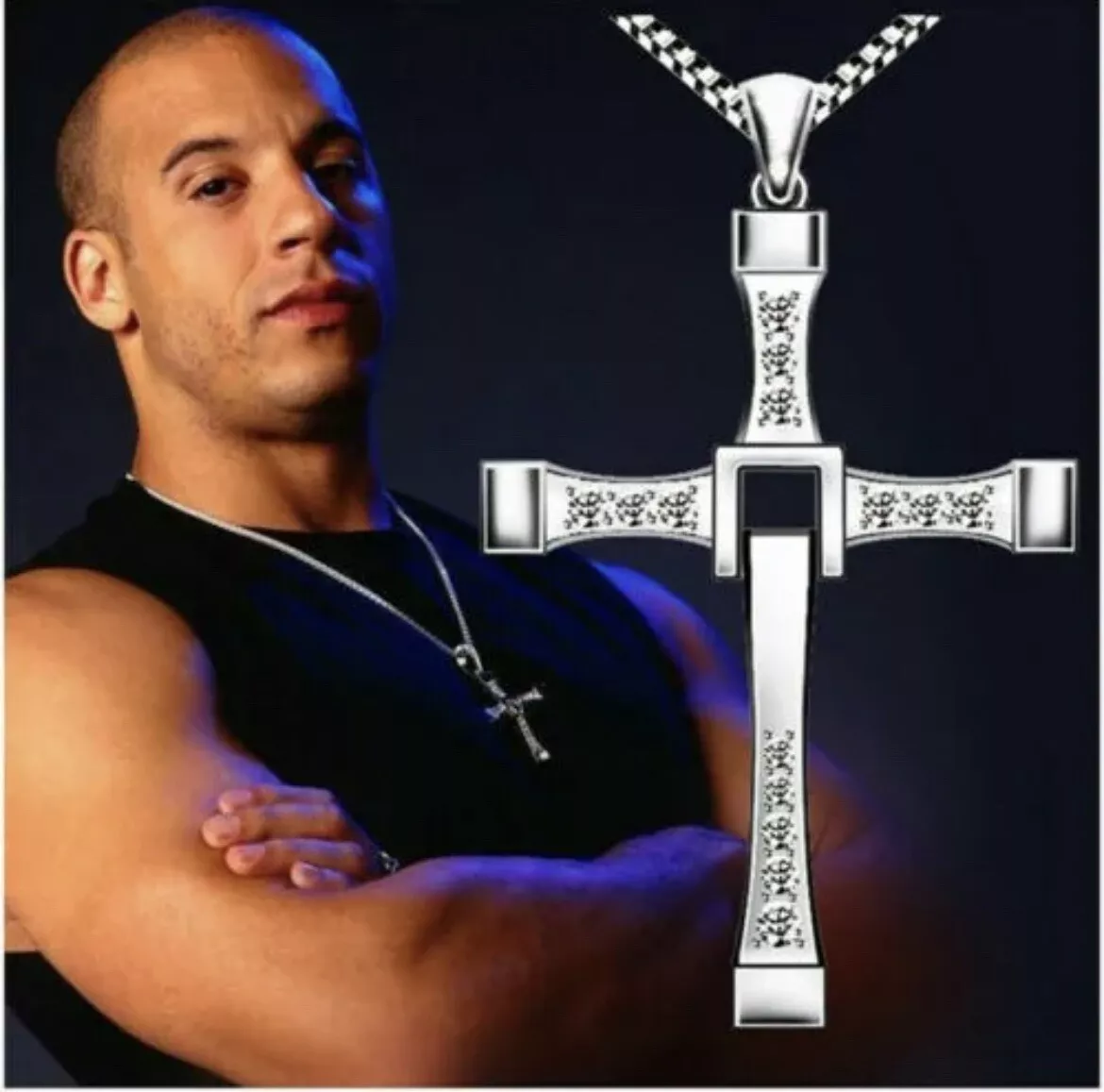 Fast Furious Vin Diesel Dom Toretto Cross Pendant Necklace