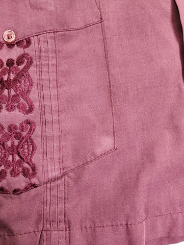 Camicia cubana bordeaux maniche corte blu chiaro vintage taglia XL - Foto 5 di 16