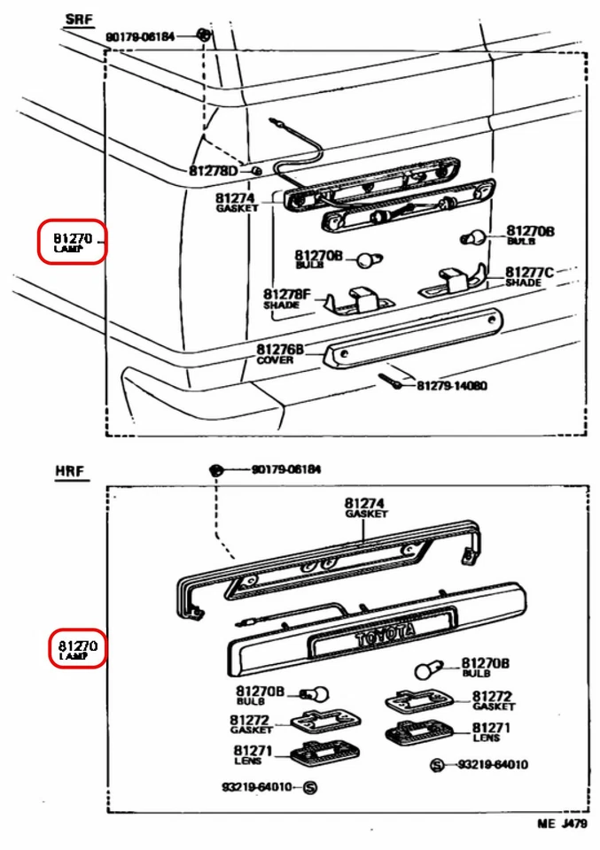 Conjunto de lámpara de matrícula trasera genuina Toyota Land Cruiser FJ60/62 BJ60 HJ60 Foto 3 de 4