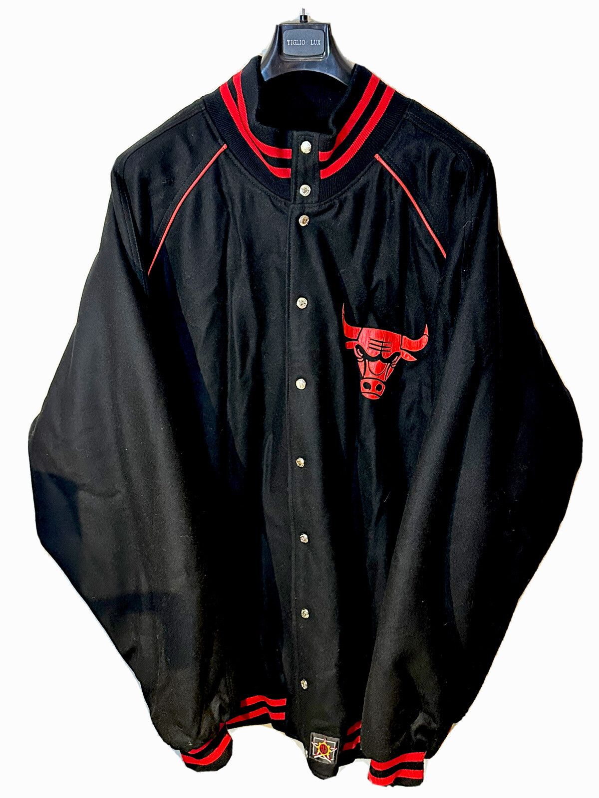 Men's Chicago Bulls JH Design Black/Red Big & Tall All Wool Jacket with  Leather Logo