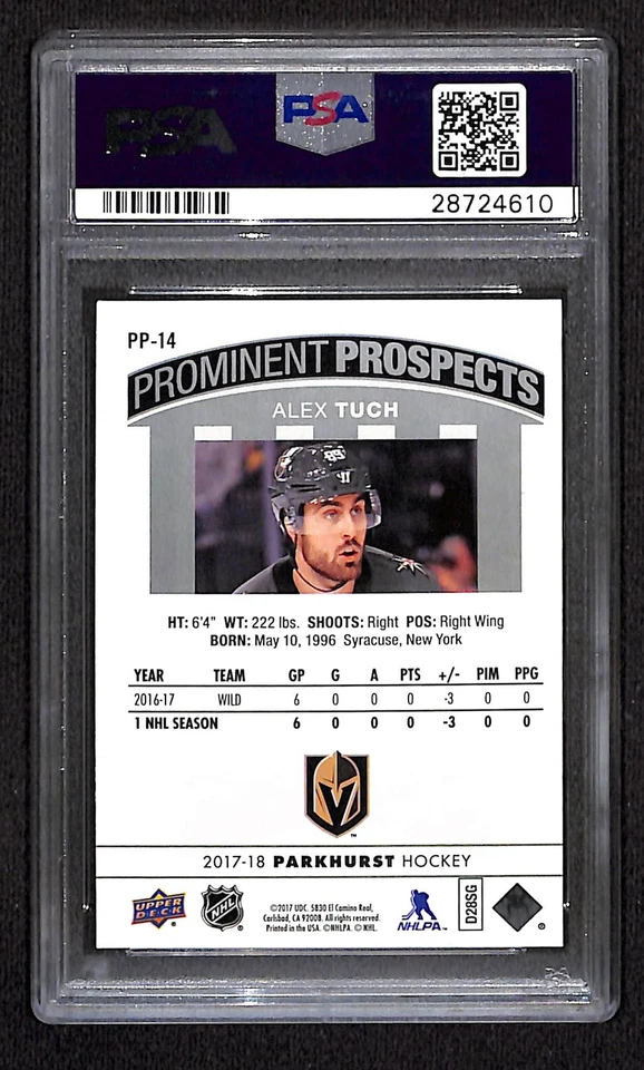 2017 U.D. Parkhurst #PP-14 Alex Tuch PSA 9 - Image 2 of 2