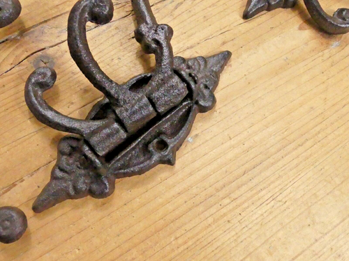 9 Cast Iron Antique Style SWIVEL Coat Hooks Hat Rustic **READ DESCRIPTION* - Picture 12 of 13