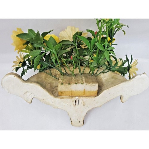 Vintage Orange Yellow Mod Flower Power 60s Plaster Wall Plaque Sconce MCM Decor - Picture 6 of 7
