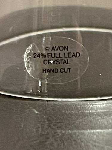Campana Avon 24% Cristal Plomo Corte a Mano Diseño Floral Azul Clapper De Colección - Imagen 4 de 7