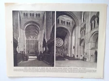 Choir and screen of St Albans & Norman arches ,vintage print / illustration 