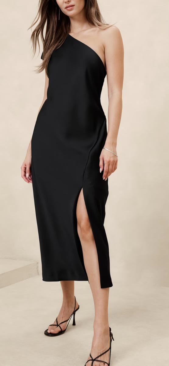 eloquii plus one-shoulder twist-front midi dress One-shoulder Twist-front Midi Dress