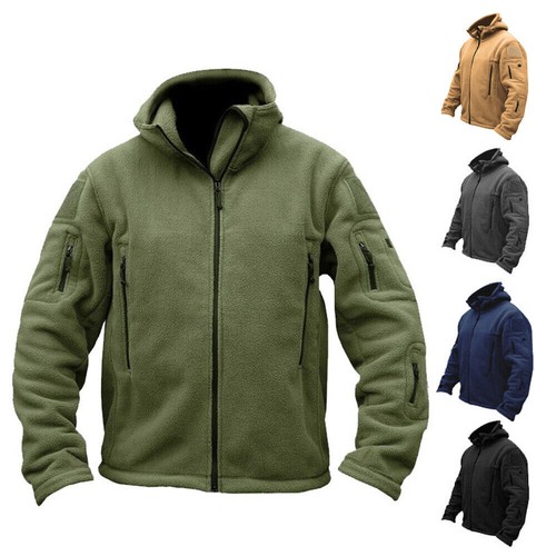 Hot Fleece Jacket Full Zip Army Jackets Hoodies Men Combat Warm Casual Hoody AUS - Picture 6 of 12
