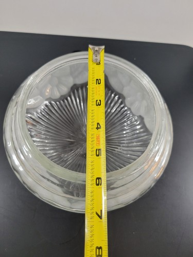 Vintage Frosted/Clear Ribbed Glass Ceiling Light Globe Shade Floral - 第 7/9 張圖片