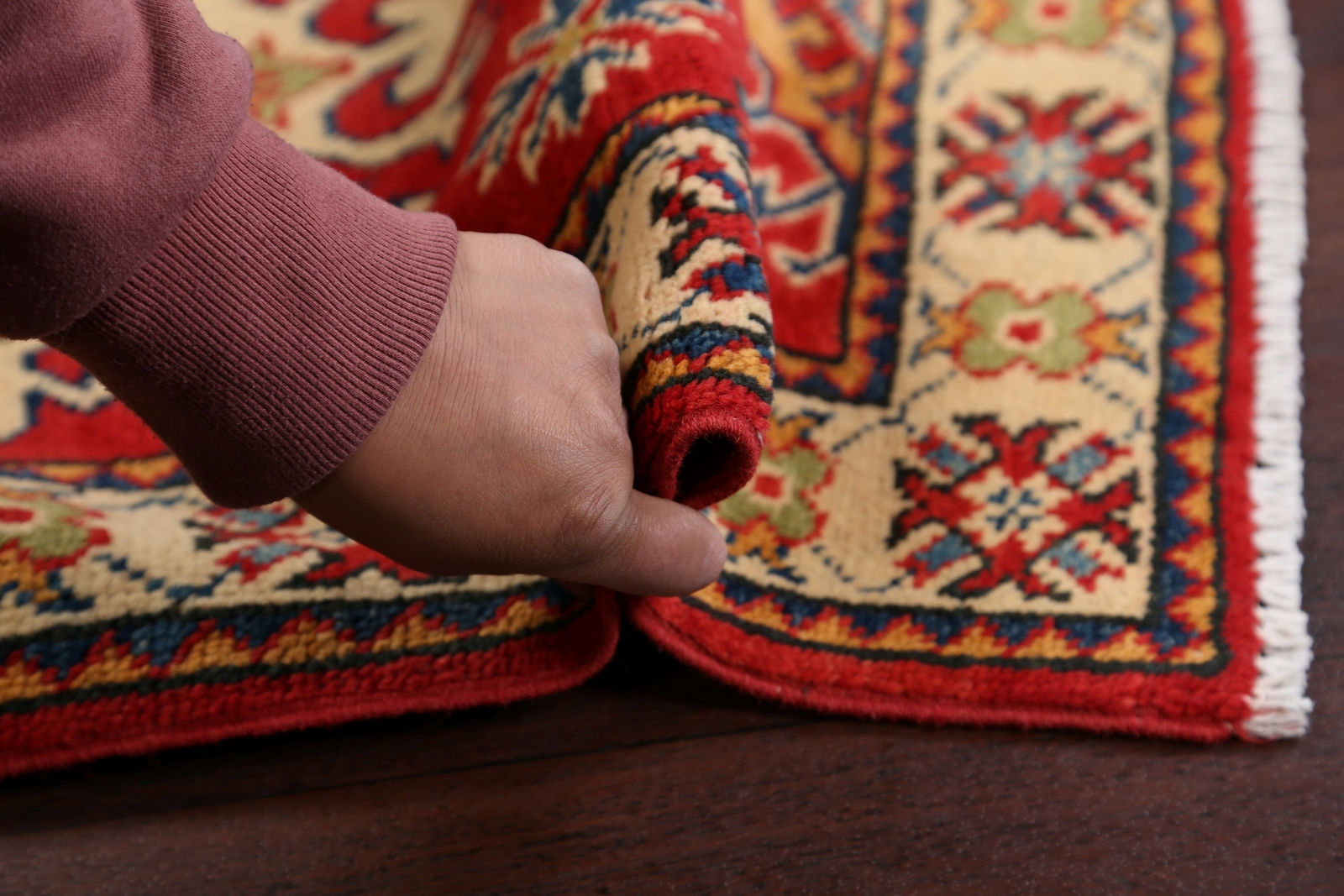 Geometric Super Kazak Pakistan Oriental Area Rug Hand-Knotted RED/IVORY 2'x3' Super opłacalna, wysoka jakość