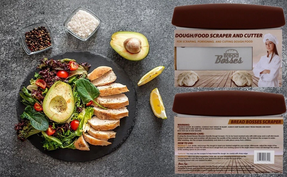 Dough Food Scraper & Cutter with Food Grade Steel Blade and TPR Handle - Image 4 of 4