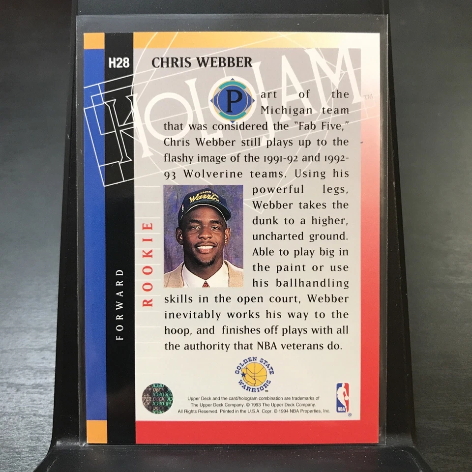 Chris Webber Upper Deck HOLOJAM Card #H28 Rookie Card - Image 3 of 3