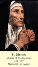 St. Monica LAMINATED Prayer Card, 5 pack, with Two Free Bonus Cards