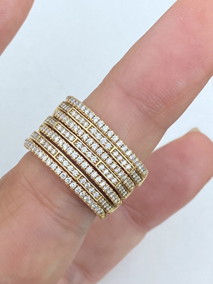 David Yurman 18k Gold Diamond Stax Open Ring with Pavé