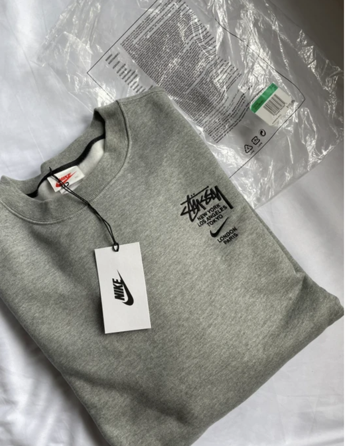 Nike x Stussy International Crewneck Sweatshirt Heather Grey Nike x Stussy International Crewneck Sweatshirt Heather Grey