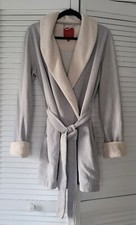Vintage Victoria's Secret Cotton Blend Gray Cream Bathrobe WTie Pockets Size Med