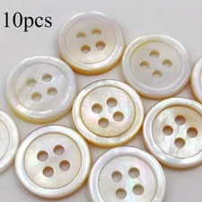 10pcs Natural Shell 4-hole Flat Button Garment DIY Shirt Sewing 1-1.25cm Craft