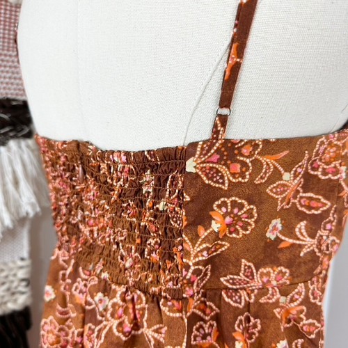 J. Crew Floral Print Sleeveless Tie Front Wide Leg Jumpsuit Brown Size 8 - Picture 8 of 12