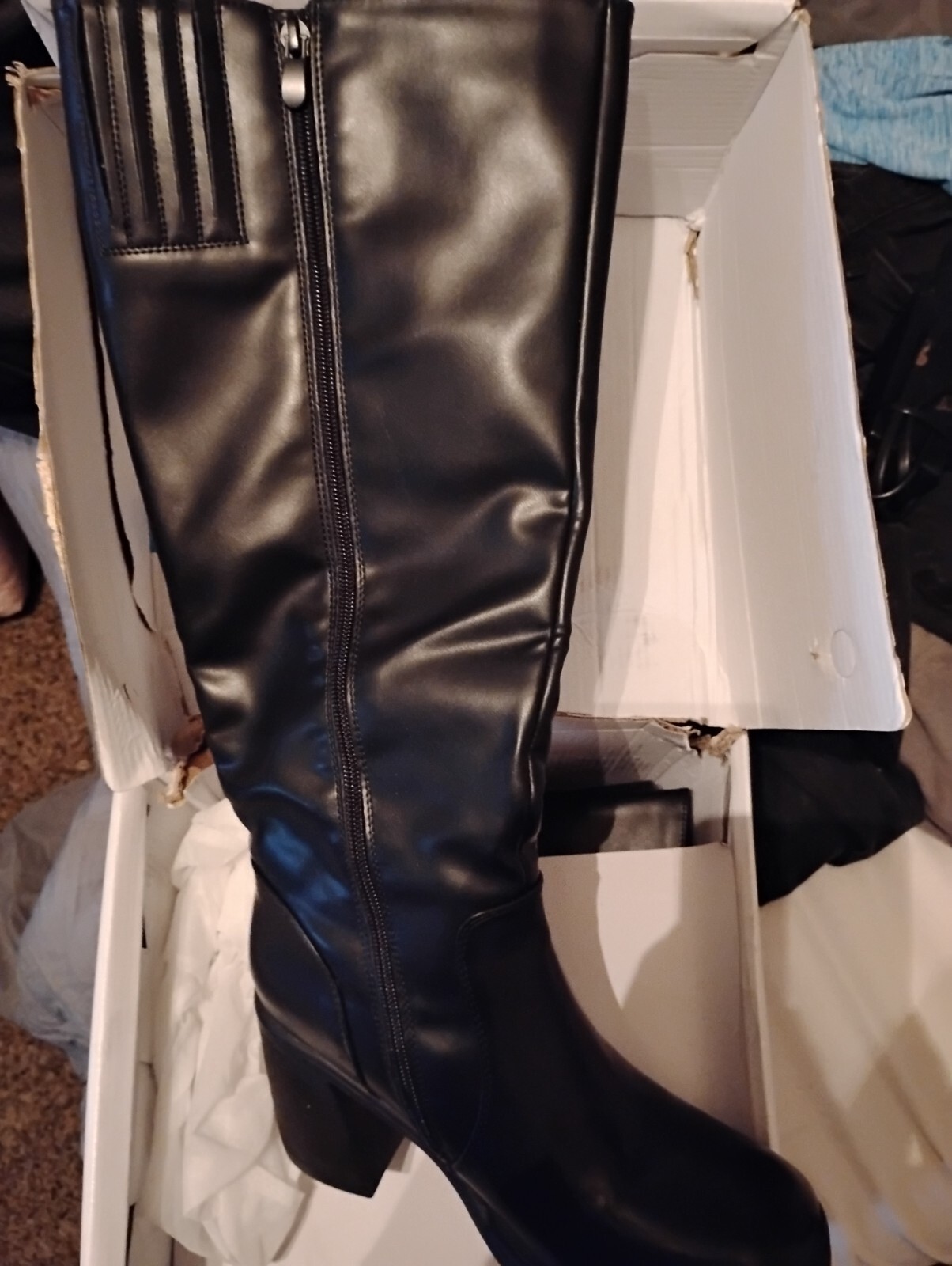 Brand New Dream Pairs Black Leather Full Size Zipper Boots for Women