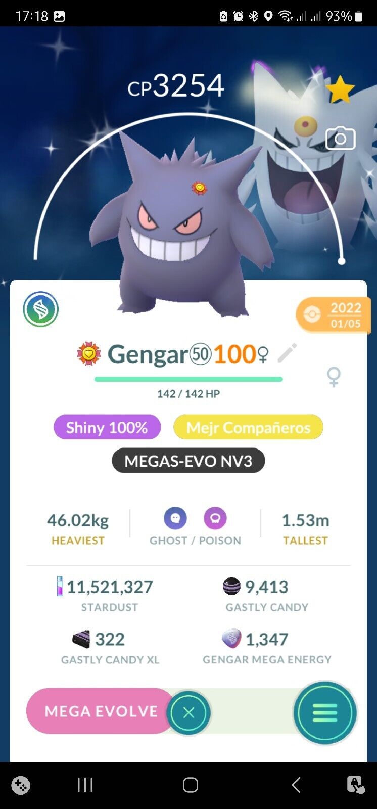 Gengar Shiny Kanto Pokemon for Pokemon Go. Registered Trade or 