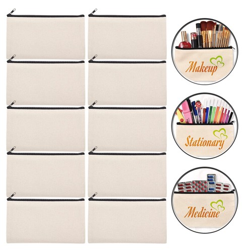10 Pcs Blank Pencil Bag Cosmetic Travel Makeup Bags Bulk Cases for Sublimation