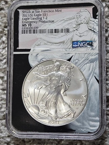 2021 (S) AMERICAN SILVER EAGLE T-2 EAGLE LANDING EMERGENCY PRODUCTION NGC MS70