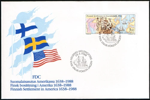 Finland FDC 1988 Finnish Settlement In America 1638 - 1988 mint