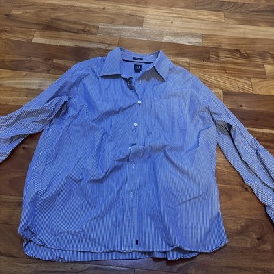 Gap Man s thin stripes Blue & White XL  Shirt 100% Cotton Long Sleeve